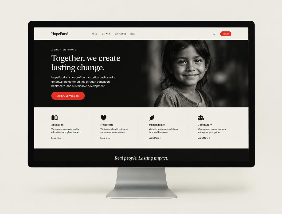 Website design concept for HopeFund